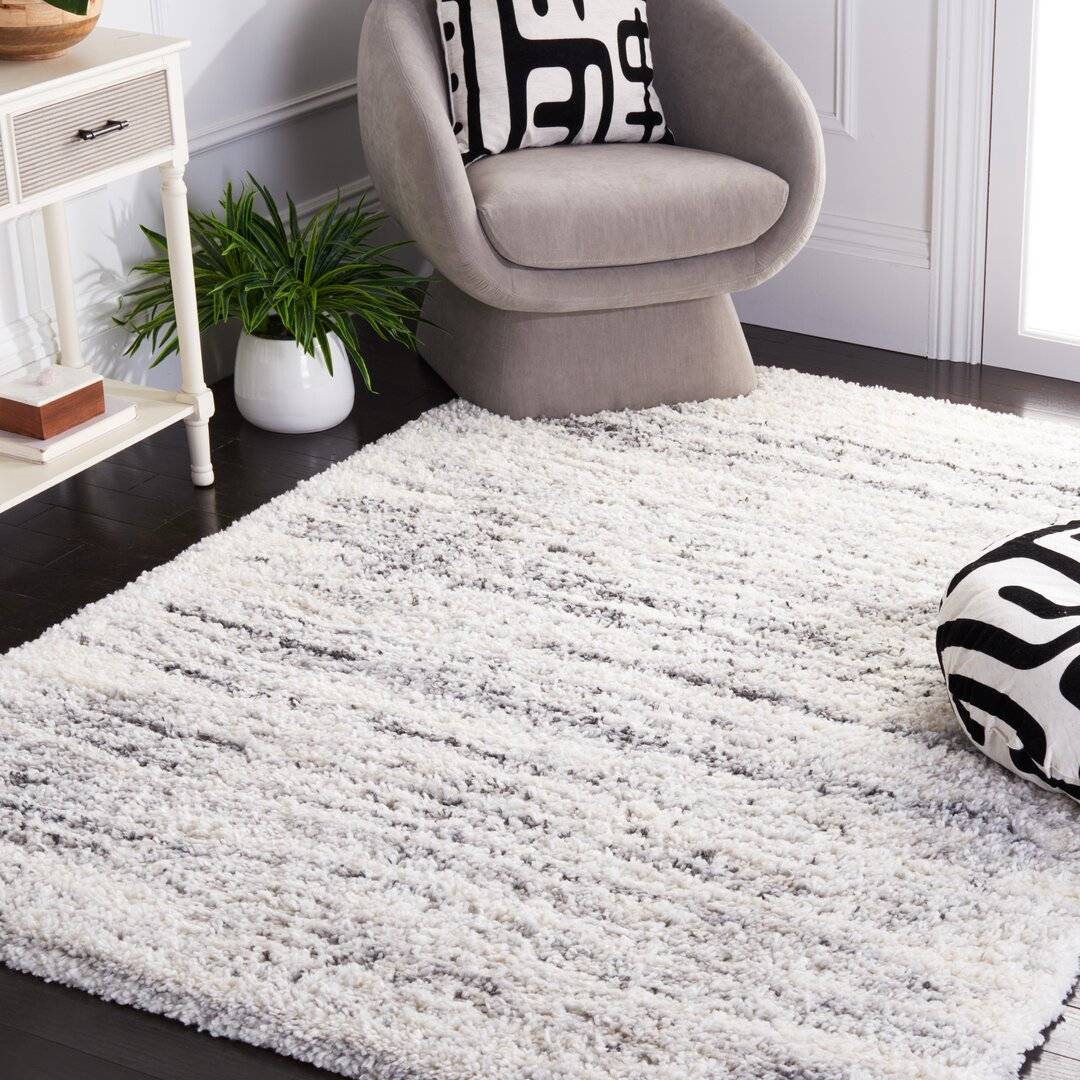 Williston Forge Abstract Ivory Area Rug Rectangle 121.92 x 182.88 cm