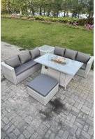 Patio set with fire pit Fimous Corner Rattan Fire Pit Heater Burner