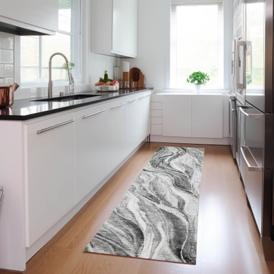 Addison Machine Washable Moden Waves Gray