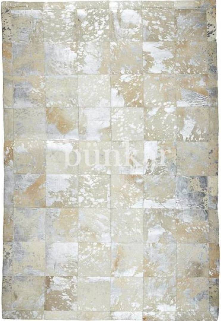Union Rustic Handmade Cowhide Silver Ivory Rug 240 x 300 cm Grey