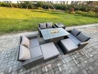Garden firepit table Fimous High Back Rattan Garden Firepit Outdoor Lounge Set