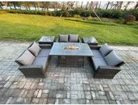 Garden firepit table Fimous High Back Rattan Garden Firepit Outdoor Lounge Set