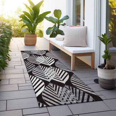 Addison Rugs Machine Washable Palm Black