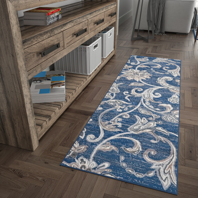 Alise Rugs Carrington Transitional Floral Blue