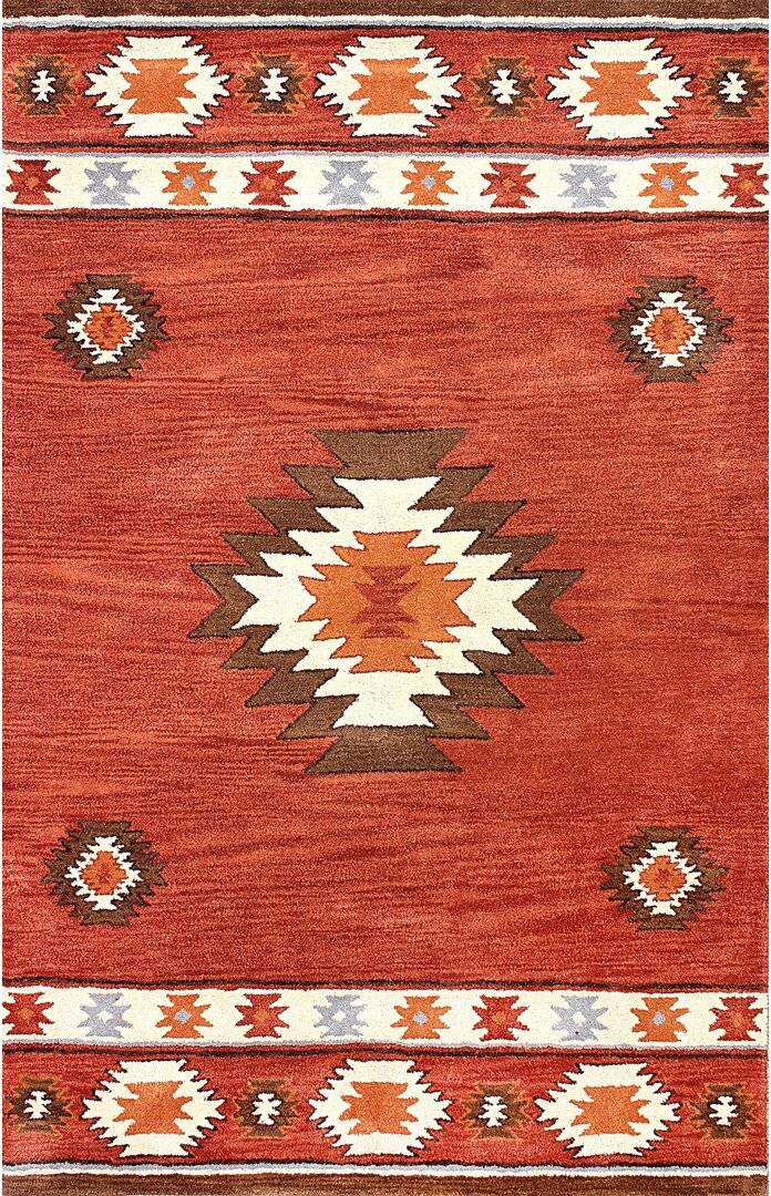 Union Rustic Joshua Hand-Tufted Wool Red Rug 91 x 152 cm Red