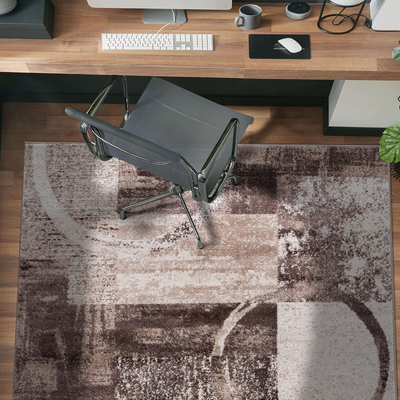 World Rug Gallery Abstract Circle Multicolor, Brown