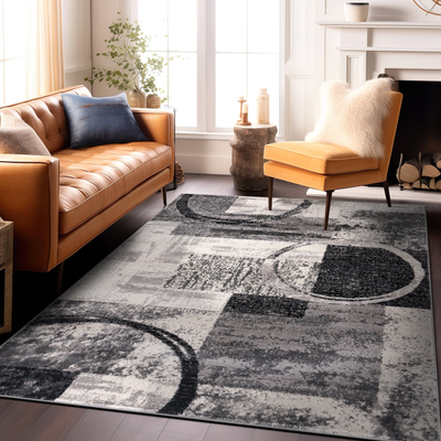 World Rug Gallery Abstract Circle Multicolor, White