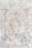 Silver Distressed Floral Medallion Rug Light Grey