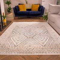 Loomed Cream Diamond Geometric Loop Grey