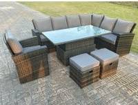 Rattan corner garden sofa Fimous High Back Rattan Corner Outdoor Lounge Set