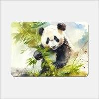 Warren Reed Panda Eating Bamboo Watercolour Place Mat Brown, Multicolour, Blue