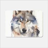 Warren Reed Wolf Watercolour Place Mat Brown