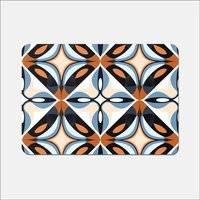 Warren Reed Blue Geometric Pattern Place Mat Brown, Multicolour, Red