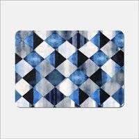 Warren Reed Square Checkered Pattern Place Mat Yellow, Blue