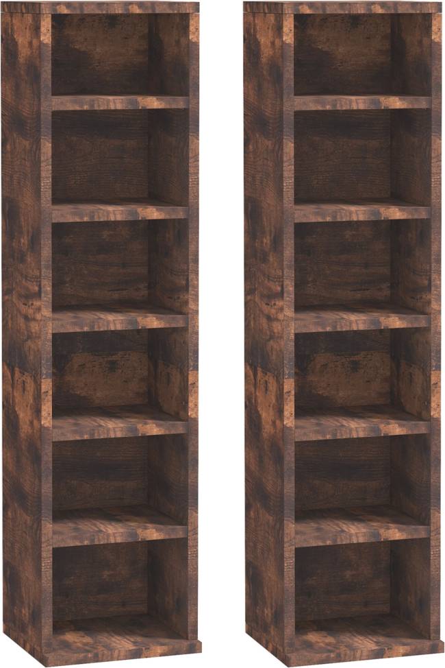 Homcom CD Media Display Unit Rustic Brown Shelving System 21x88.5cm