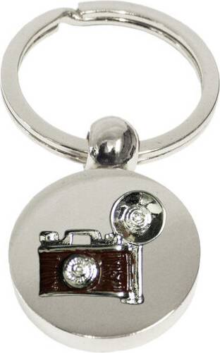 Knight Retro camera silver keyring