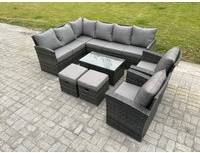 Rattan corner garden sofa Fimous 10 Rattan Corner