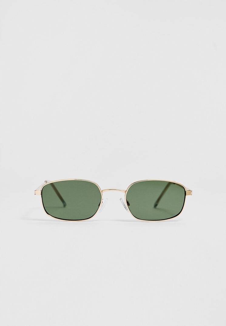 Rectangular Metal Sunglasses - Gold