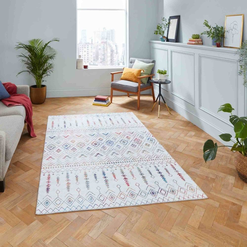 runrug Rio K5308 Modern Distressed Aztec Multicolour