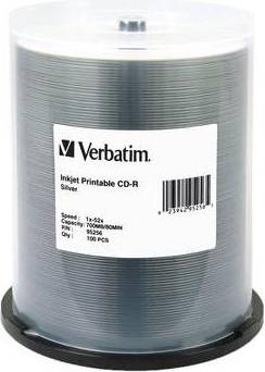 Verbatim CD-R 700MB 52x Write Once Silver Inkjet Printable Recordable Compact Disc 95256