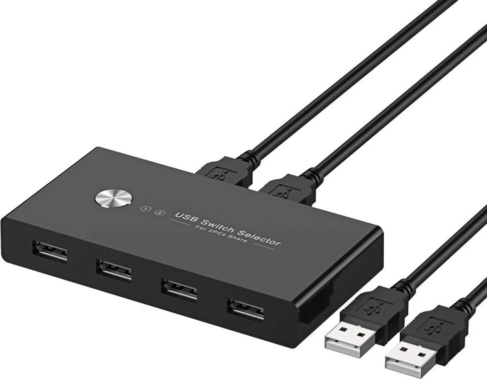 Usb sharing switch usb Rybozen USB Switch Selector,USB 2.0 KVM Switcher Box Switch Hub for 2 PC Sharing 4 USB Devices,One-Button Swapping for Keyboard, Mouse, Scanner, Printer