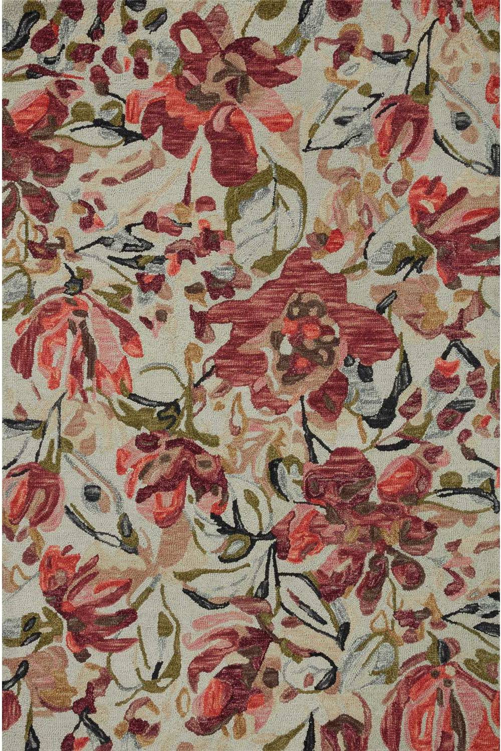 Loloi Belladonna Ivory Raspberry Rectangular: