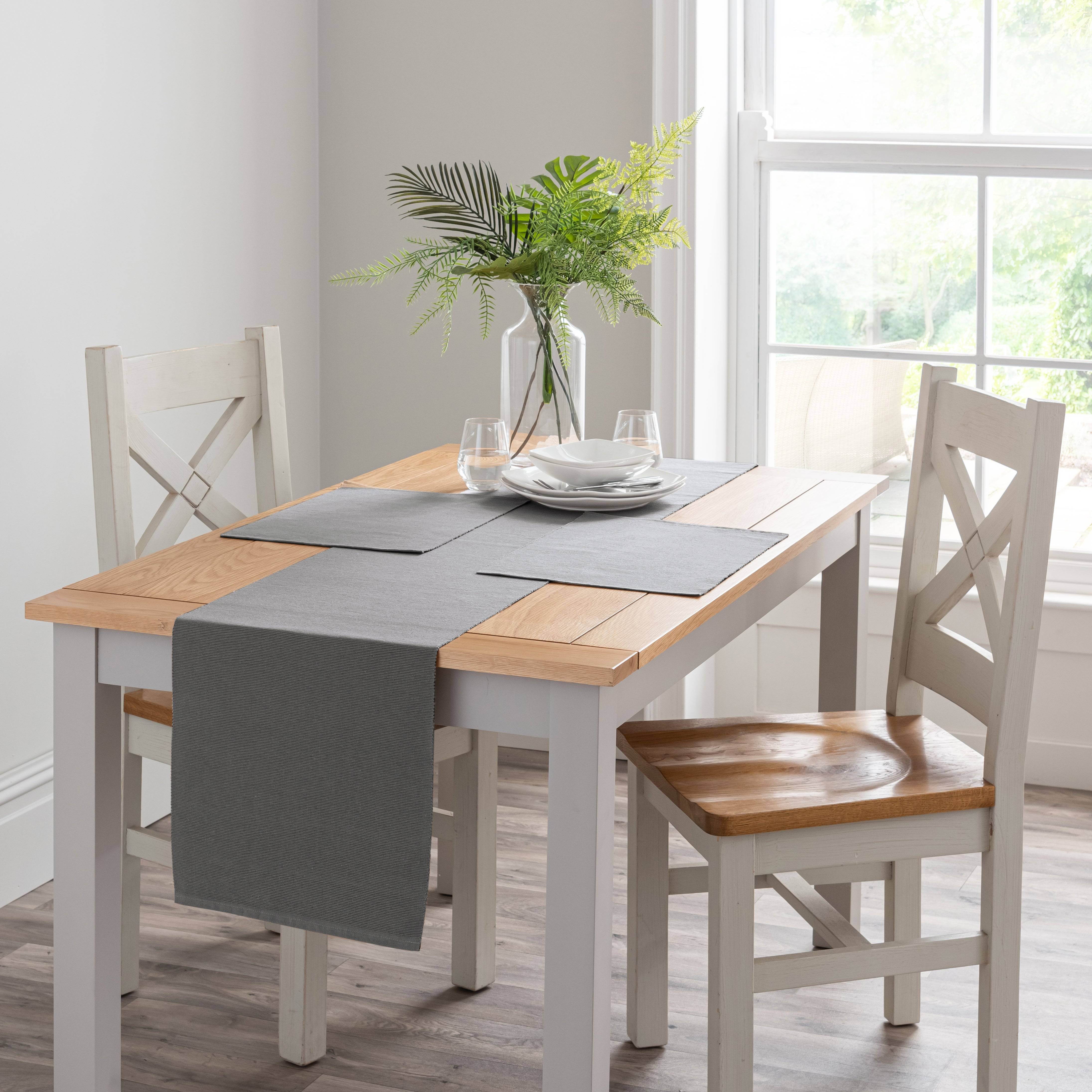 Dunelm Recycled Ribbed Runner Tablecloth Grey