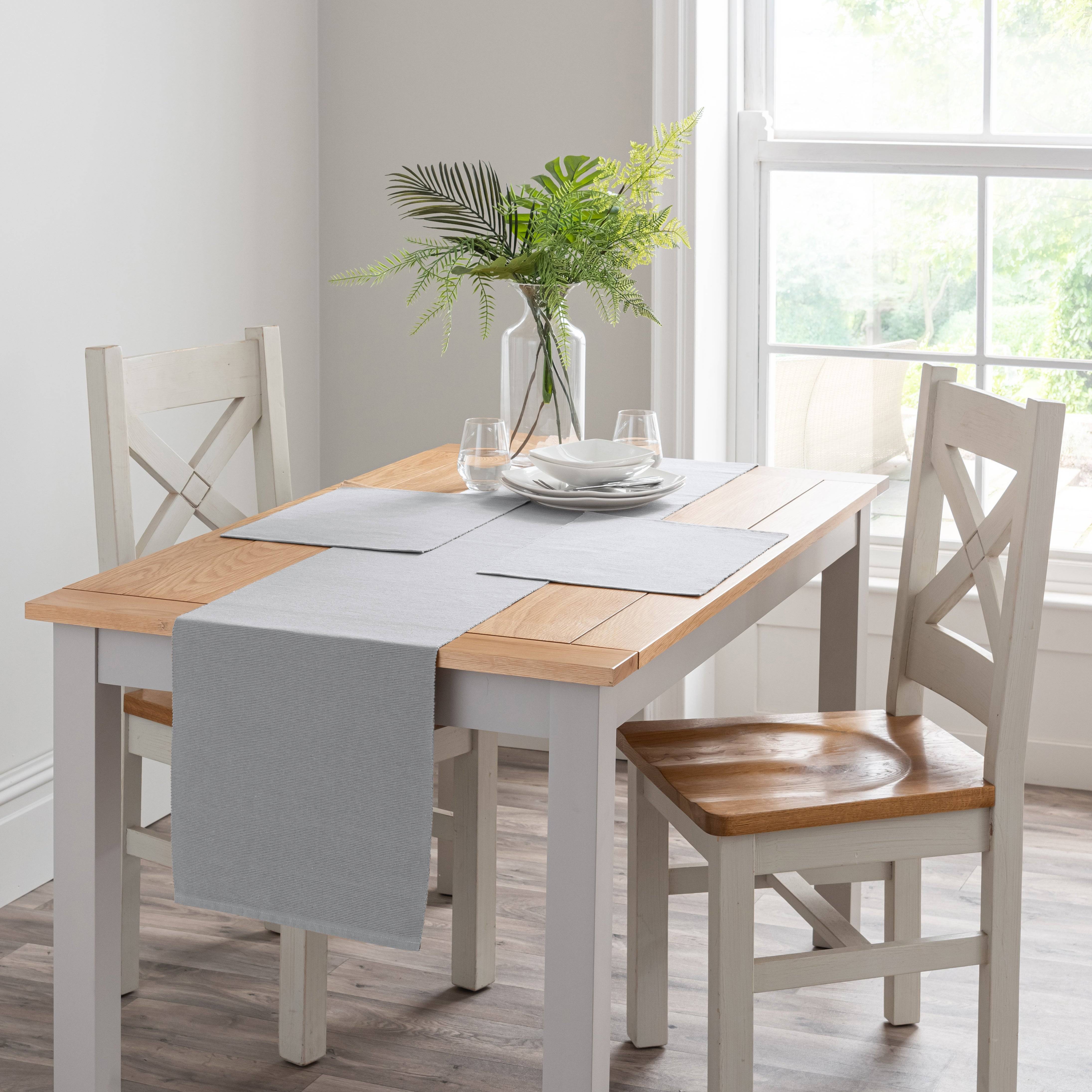 Dunelm Recycled Ribbed Runner Tablecloth Silver
