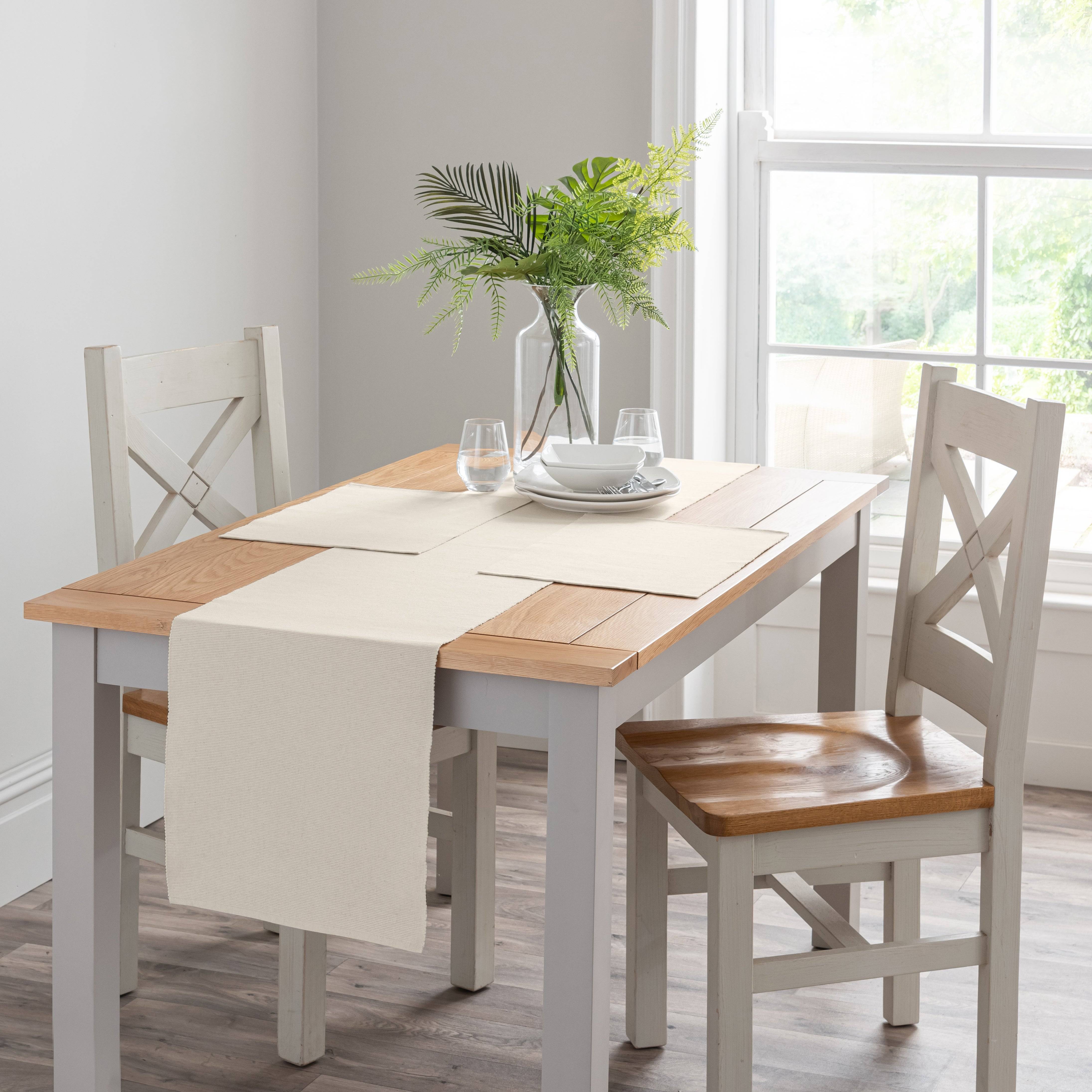 Dunelm Recycled Ribbed Runner Tablecloth Beige