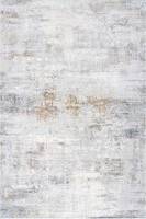 Loomed Metallic Distressed Abstract Grey