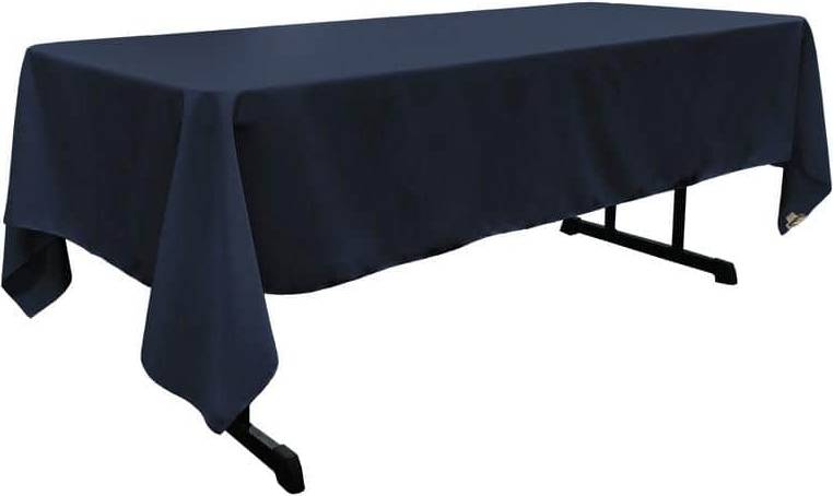 LA Linen Linen Polyester Poplin Rectangular 60x108 Tablecloth Blue