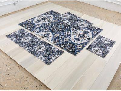 BrylaneHome Milan Washable Rug Spice Blue