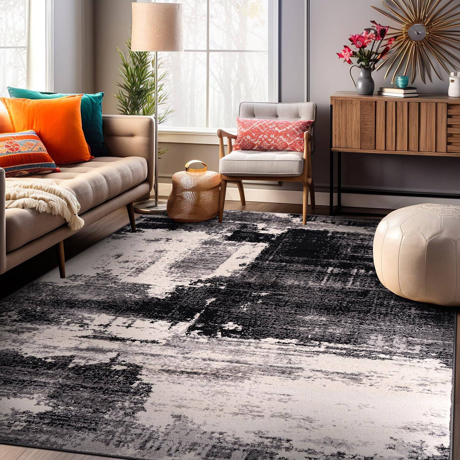 World Rug Gallery Modern Abstract Black