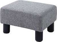 Homcom Linen Fabric Footstool Ottoman Cube Design Fotpall