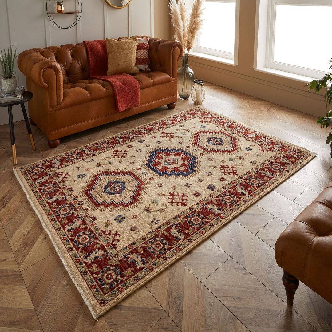 Three Posts Mapletown Tufted Cream Red Rug 240 x 340 cm Red