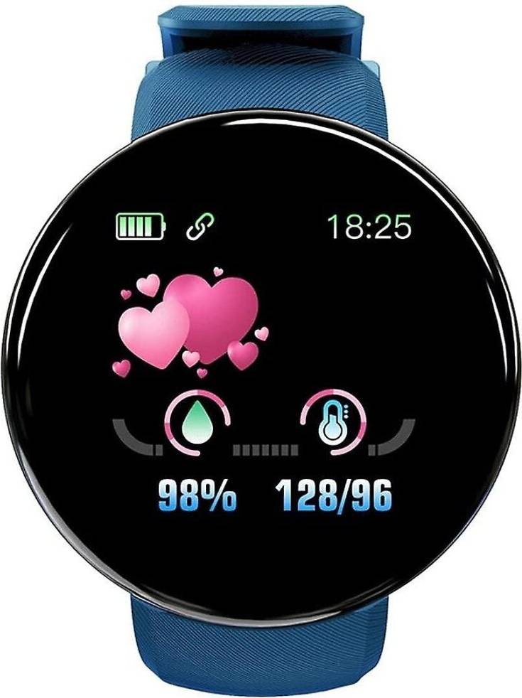 Blue Smart Watch - Waterproof, Heart Rate & Blood Pressure, iOS Compatible