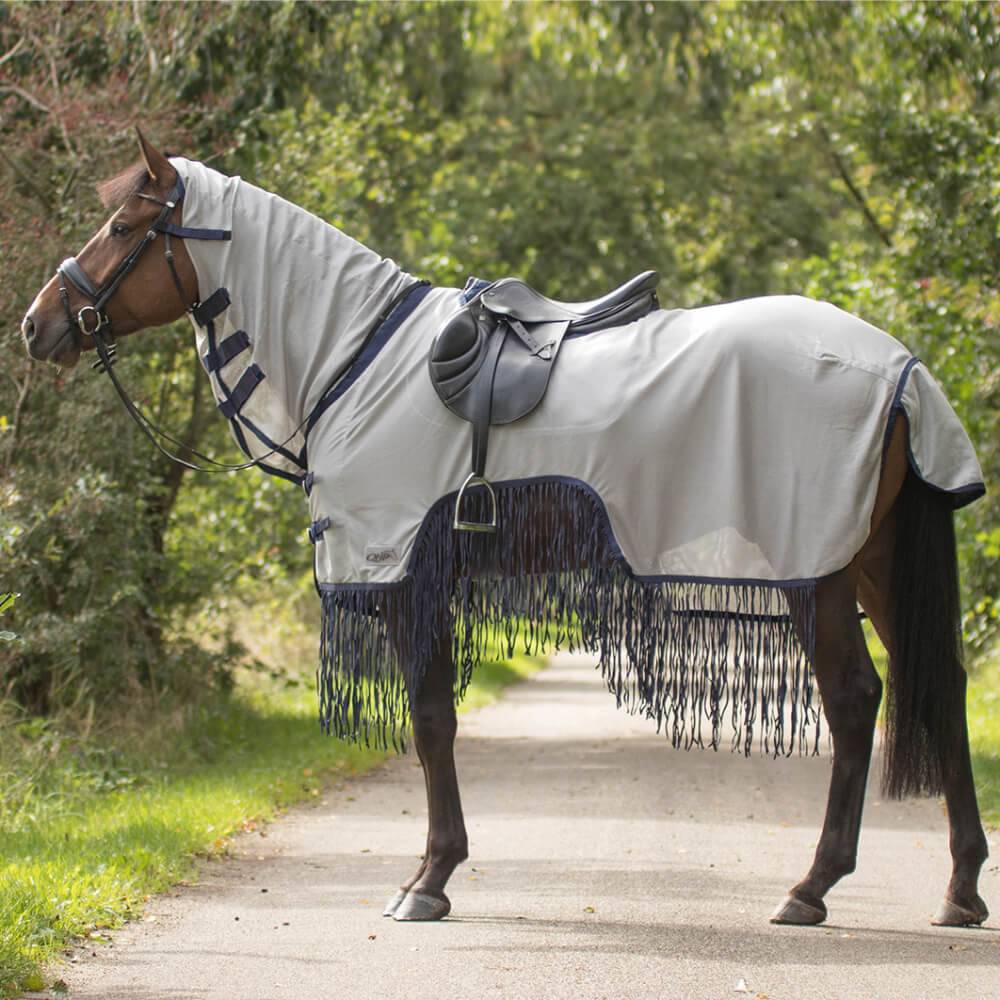 QHP Fringed Exercise Combo Fly Rug - Gris
