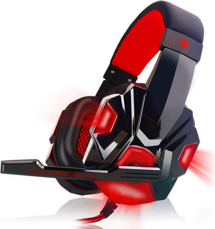 LED Gamer Headset Röd