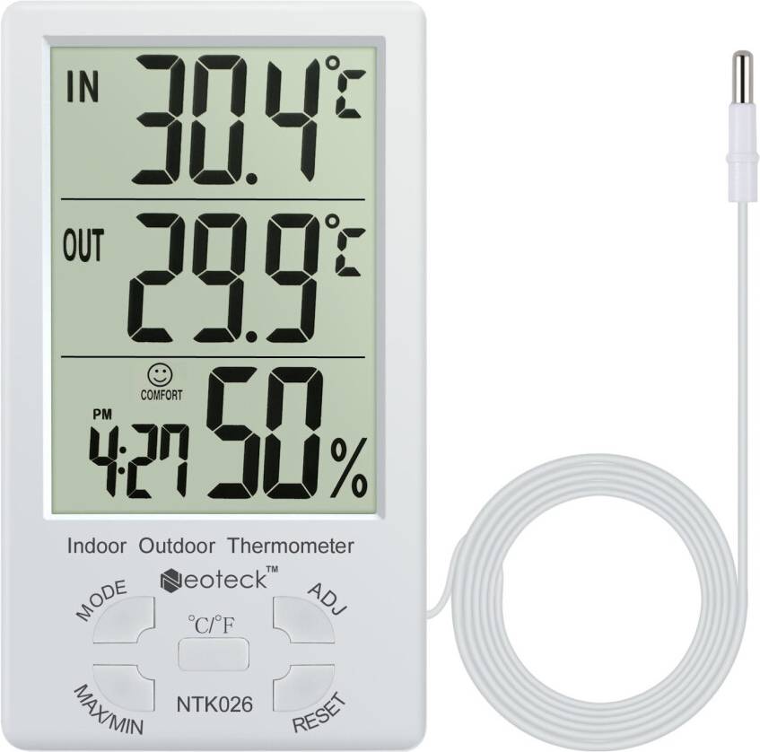 Neoteck Thermometer Hygrometer LCD Humidity Thermometer Sensor Wire