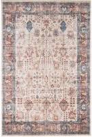 Kukoon Blue Beige Traditional Floral Bordered Rug