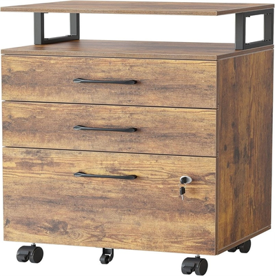3 drawer filing cabinet No 3-Drawer Rolling Filing Rustic Storage Cabinet