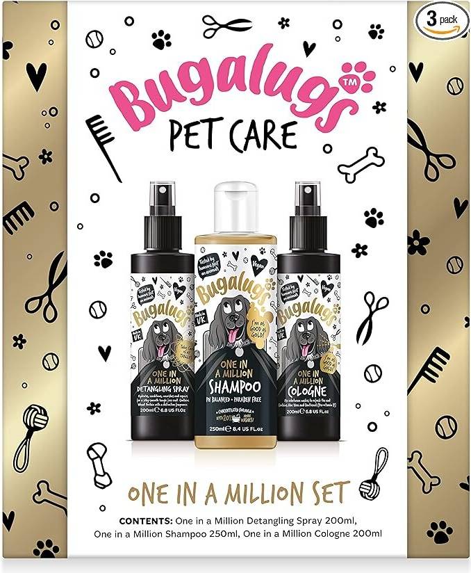 Bugalugs Spa Gift Set For Dogs With Shampoo, Detangle Spray