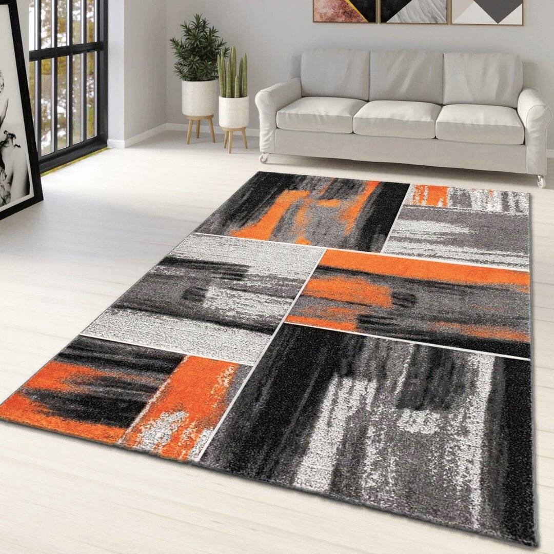 Ivy Bronx Grey/Orange Rug