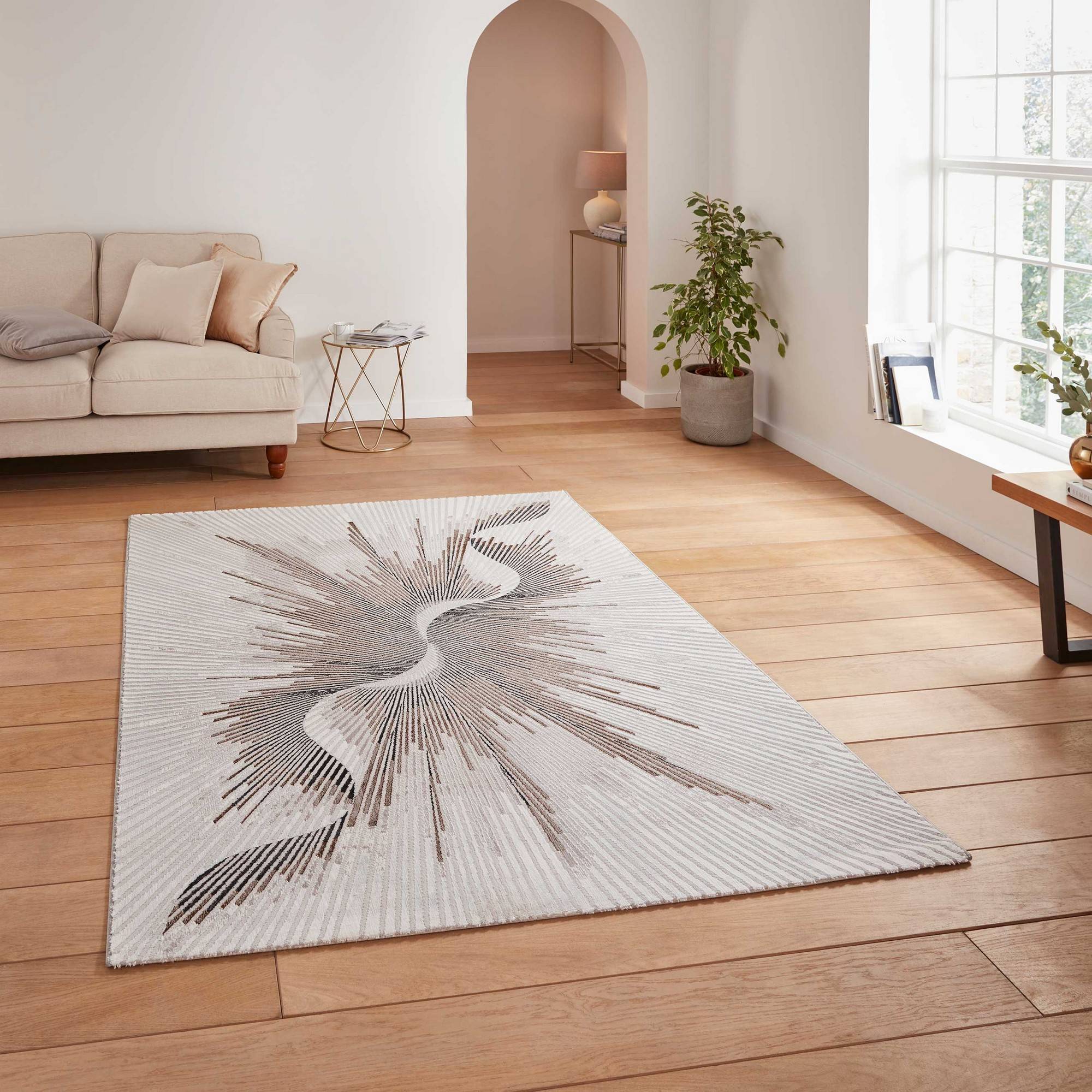 Think Rugs 50156 Modern Abstract Beige