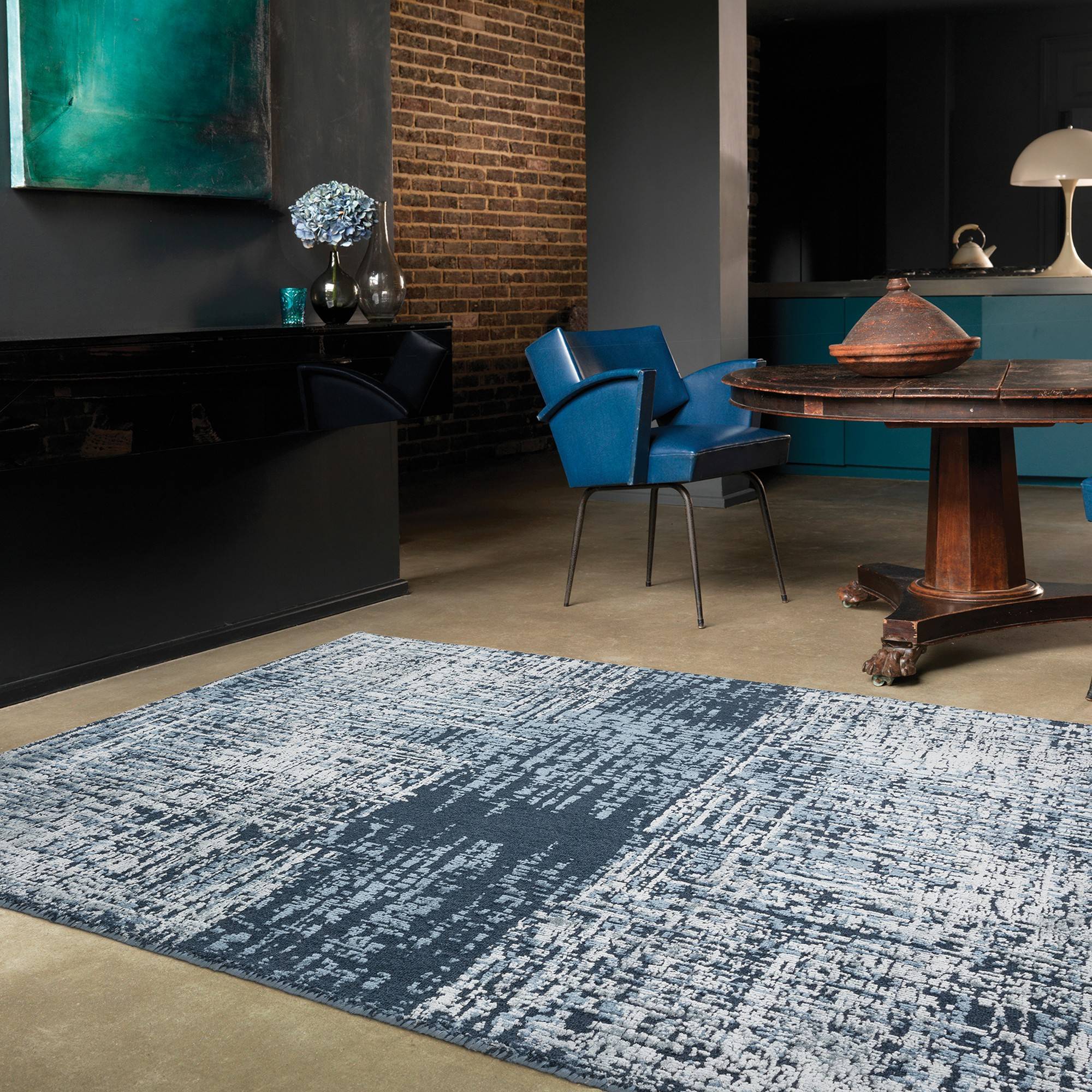 B&Q Torino Abstract Distressed Blue
