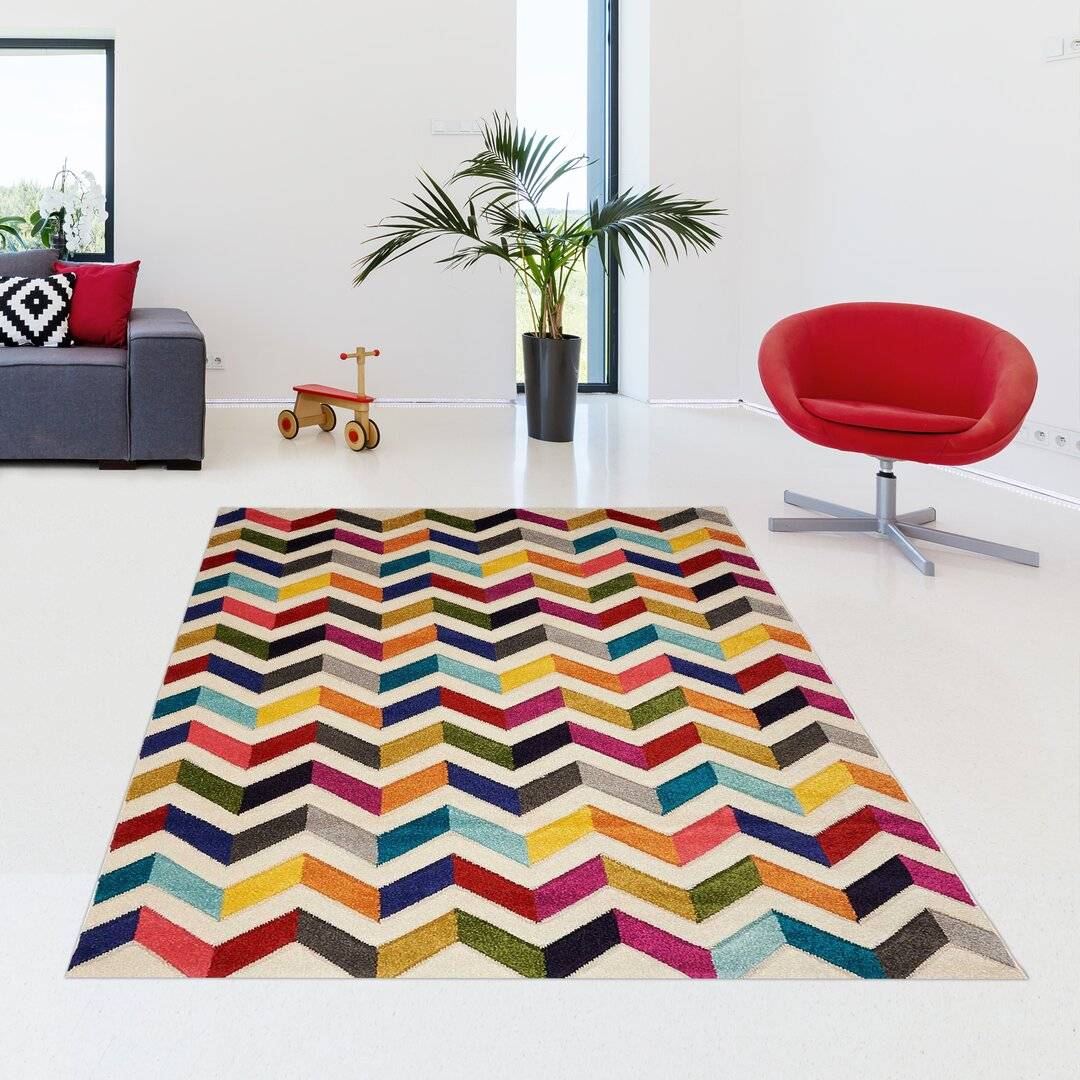 Ebern Designs Mondul Multicolor Rug Red