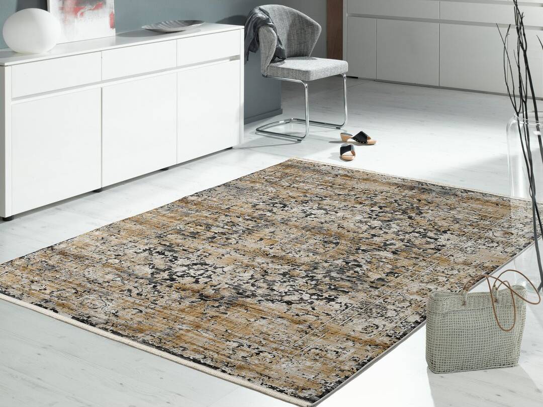 LoftDesigns Haslam Impression Grey/Gold Rug Rectangle 120 x 180 cm Yellow