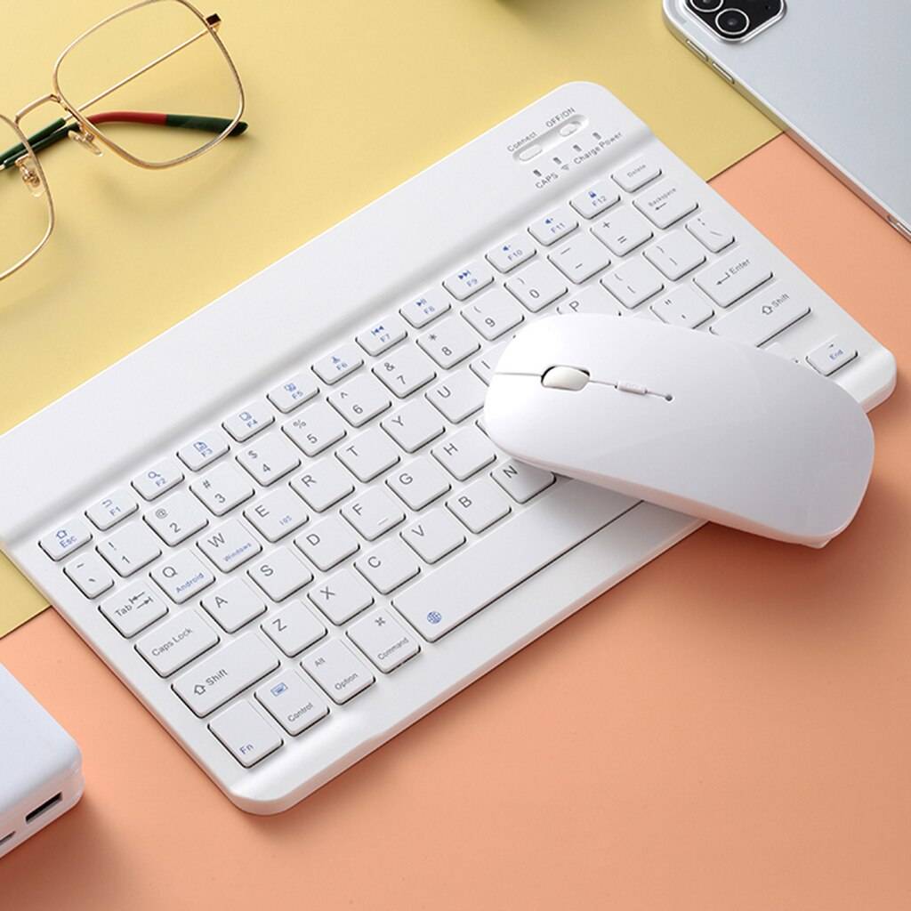 Mini Multimedia Keyboard with Mouse - White