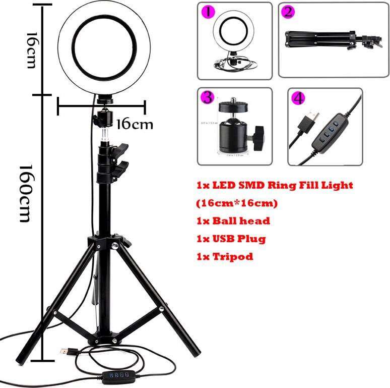 Ring light stativ Ring Light LED Dimbar with Stativ