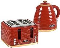 Red toaster and kettle Homcom Kettle & 4 Slice Set